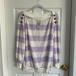 Long sleeve boat neck top size L new with tags